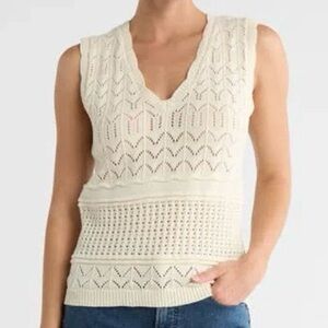 Melrose and Market Cream Open-Weave Knit Vest